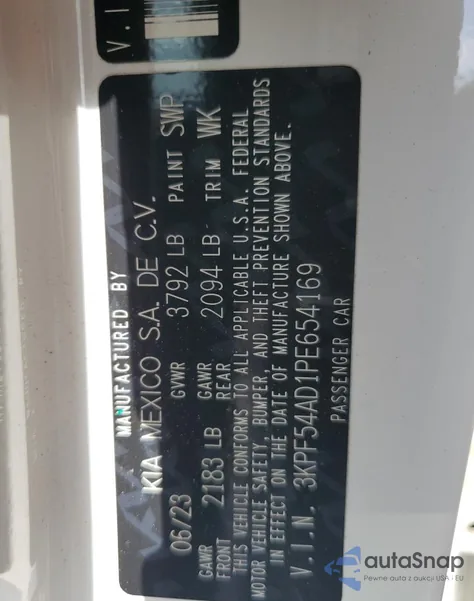 2023 Kia Forte Gt Line from USA, damaged, VIN 3KPF54AD1PE654169